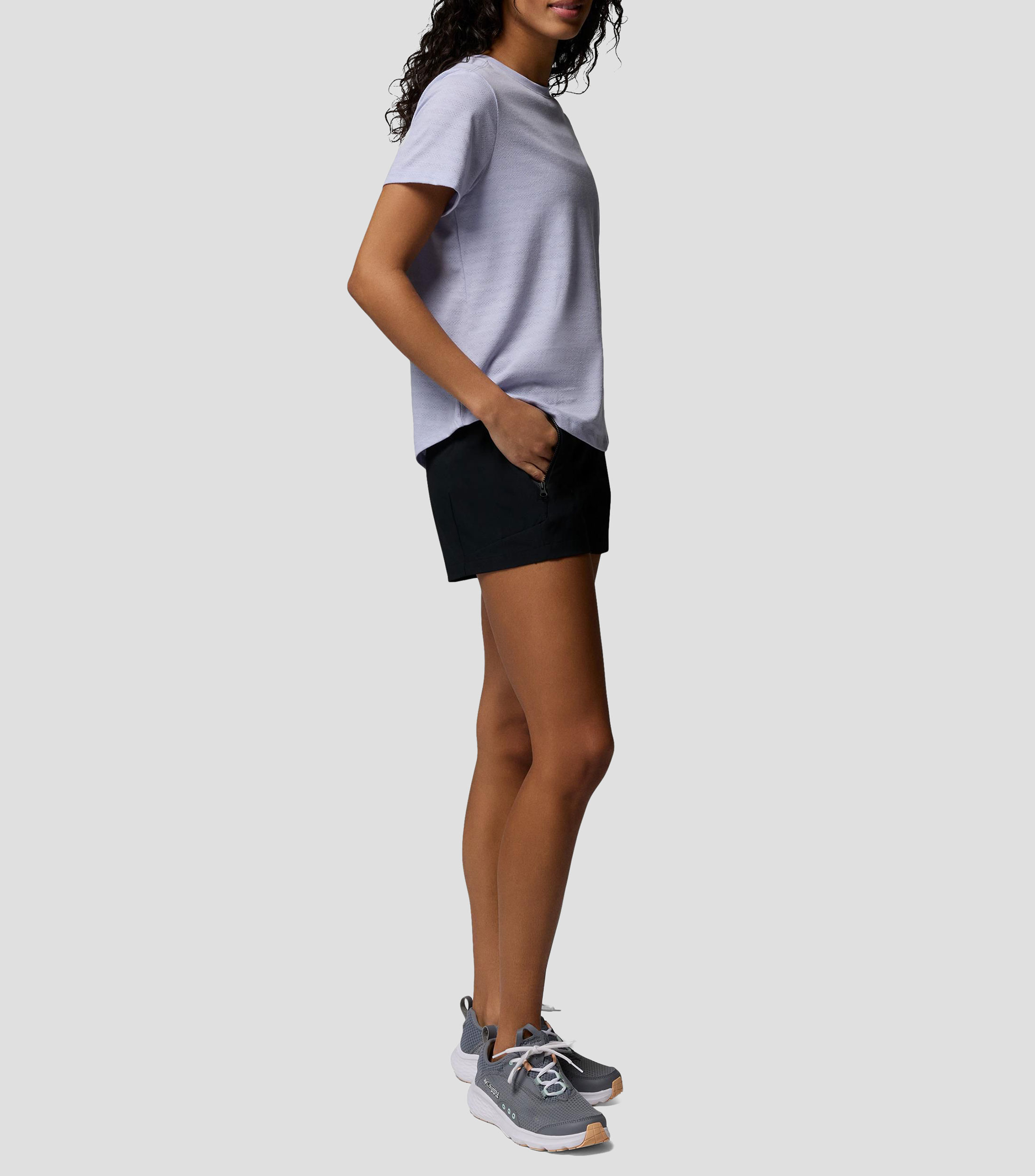 Playera para senderismo cuello redondo manga corta lisa PFG Freezer Mujer